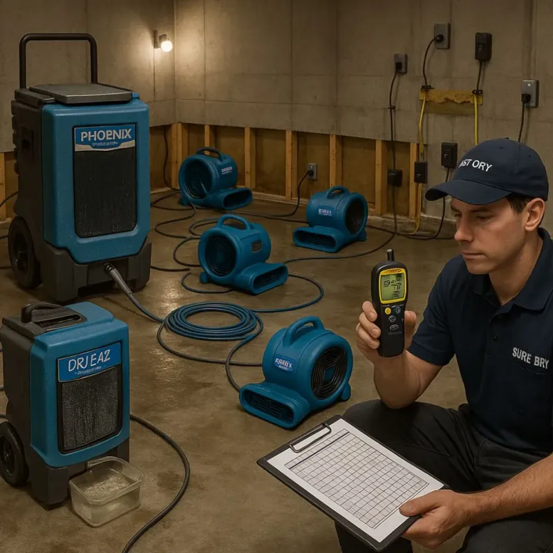 Structural Drying and Dehumidification process in Farragut, TN